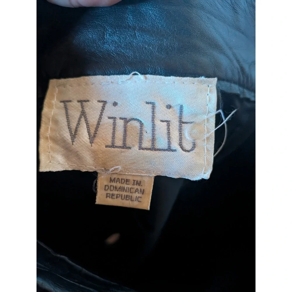 Winlit Vintage Ginuwine Leather pencil skirt 9/10 Black V front Rare 90's - Picture 4 of 10